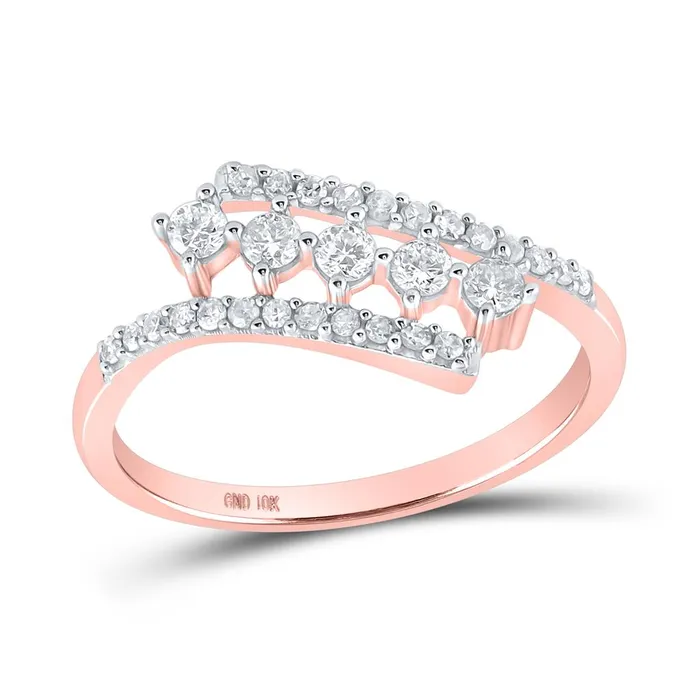 gndatlanta Rings 10k Rose Gold Round Diamond Bypass Fashion Ring 13 Cttw gndatlanta Rings 10k Rose Gold Round Diamond Bypass Fashion Ring 13 Cttw