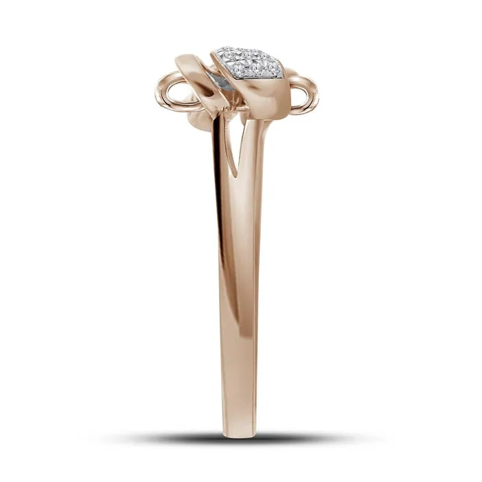 gndatlanta Rings 10k Rose Gold Round Diamond Cluster Ribbon Knot Bow Ring 110 Cttw