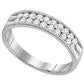gndatlanta Rings 10k White Gold Round Diamond Double Row Milgrain Wedding Band 12 Cttw gndatlanta Rings 10k White Gold Round Diamond Double Row Milgrain Wedding Band 12 Cttw