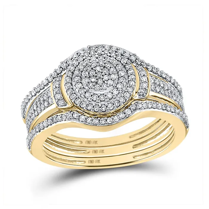 gndatlanta Rings 10k Yellow Gold Round Diamond Cluster Bridal Wedding Ring Set 13 Cttw gndatlanta Rings 10k Yellow Gold Round Diamond Cluster Bridal Wedding Ring Set 13 Cttw