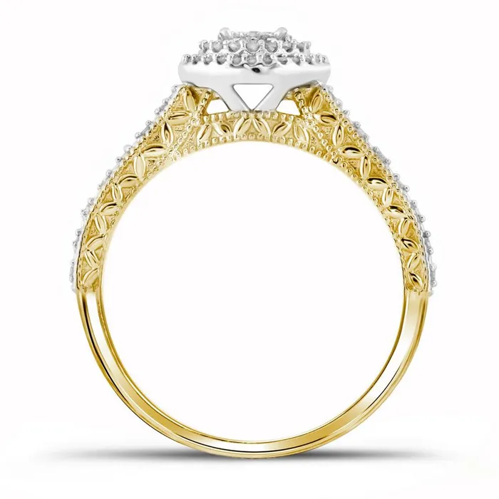 gndatlanta Rings 10k Yellow Gold Round Diamond Cluster Bridal Wedding Ring Set 13 Cttw