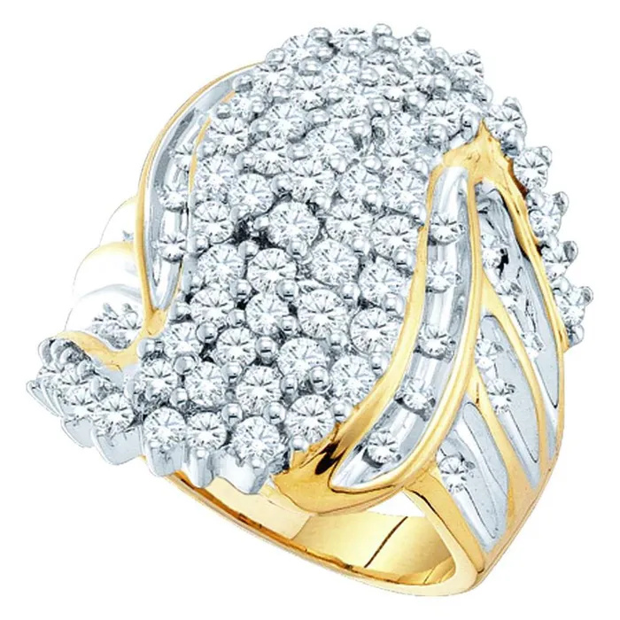 gndatlanta Rings 10k Yellow Gold Round Diamond Cluster Ring 2 Cttw