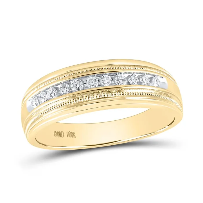 gndatlanta Rings 10k Yellow Gold Round Diamond Single Row Milgrain Wedding Band Ring 14 Cttw gndatlanta Rings 10k Yellow Gold Round Diamond Single Row Milgrain Wedding Band Ring 14 Cttw