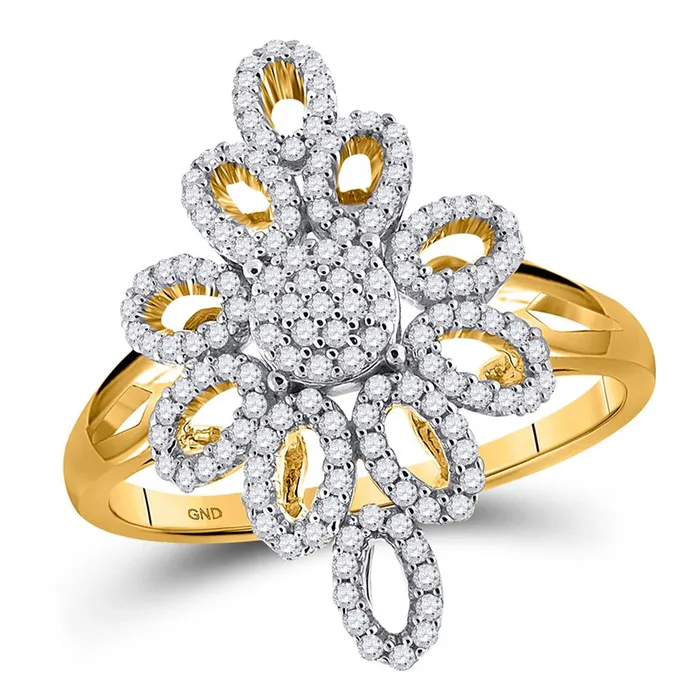 gndatlanta Rings 10k Yellow Gold Round Diamond Wide Fashion Ring 13 Cttw gndatlanta Rings 10k Yellow Gold Round Diamond Wide Fashion Ring 13 Cttw