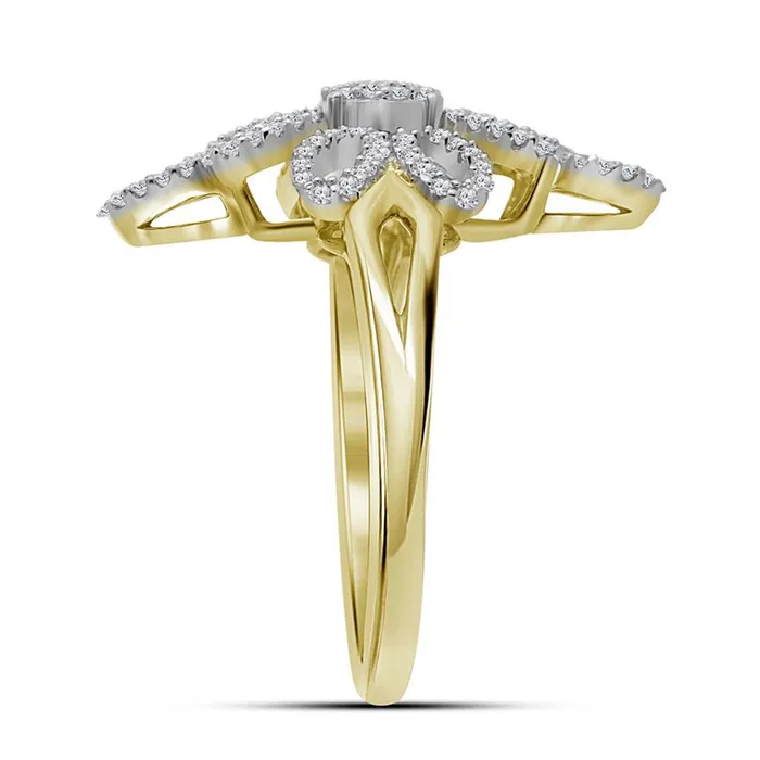 gndatlanta Rings 10k Yellow Gold Round Diamond Wide Fashion Ring 13 Cttw