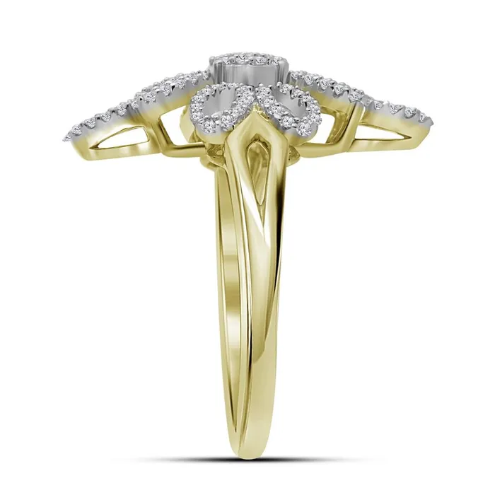 gndatlanta Rings 10k Yellow Gold Round Diamond Wide Fashion Ring 13 Cttw