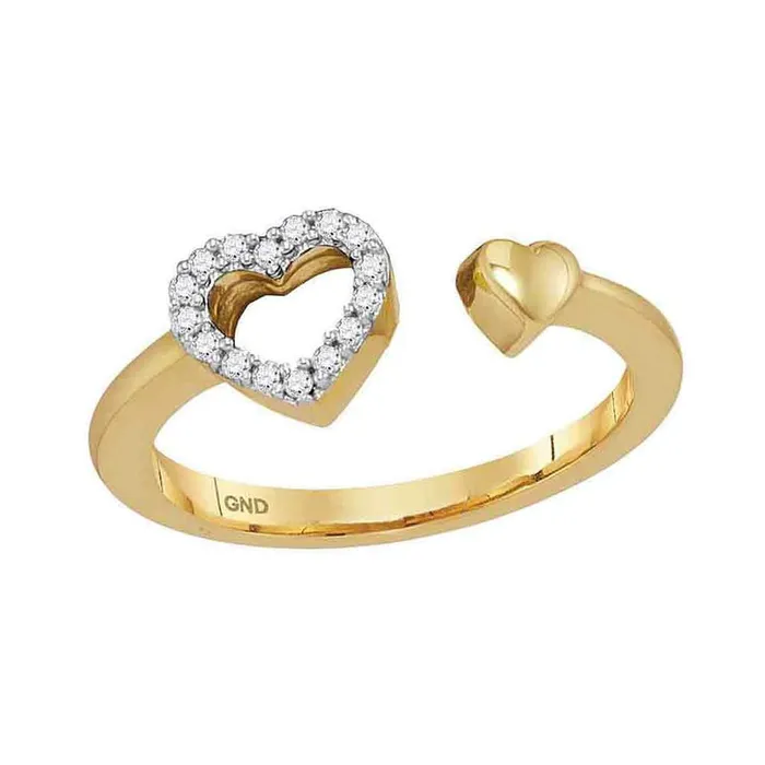 gndatlanta Rings 10kt Yellow Gold Round Diamond Bisected Heart Ring 110 Cttw gndatlanta Rings 10kt Yellow Gold Round Diamond Bisected Heart Ring 110 Cttw