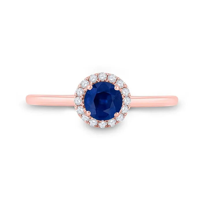 gndatlanta Rings 14k Rose Gold Round Blue Sapphire Diamond Solitaire Ring 78 Cttw