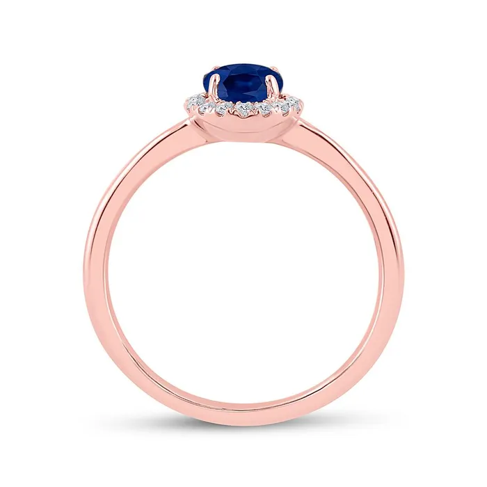 gndatlanta Rings 14k Rose Gold Round Blue Sapphire Diamond Solitaire Ring 78 Cttw