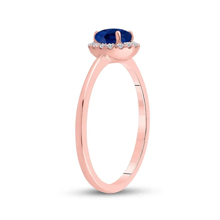 gndatlanta Rings 14k Rose Gold Round Blue Sapphire Diamond Solitaire Ring 78 Cttw