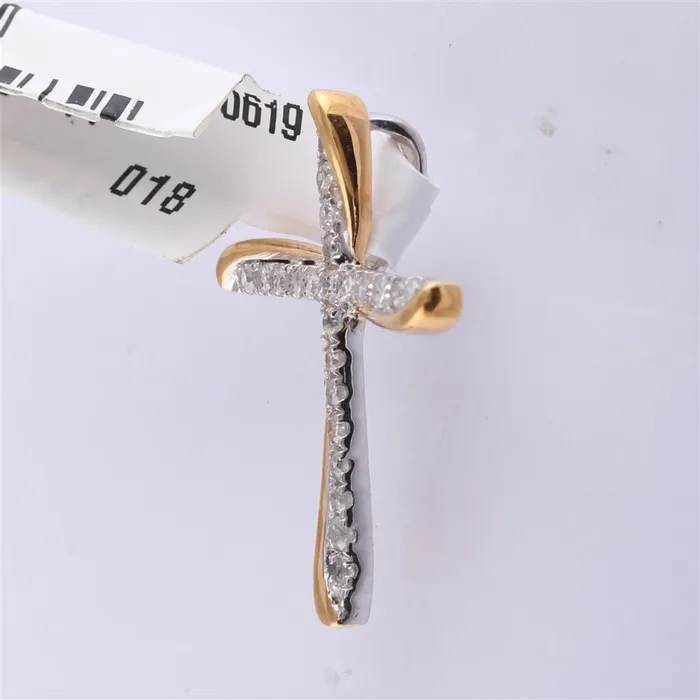 gndatlanta Rings 14k Twotone Gold Round Diamond Cross Pendant 18 Cttw