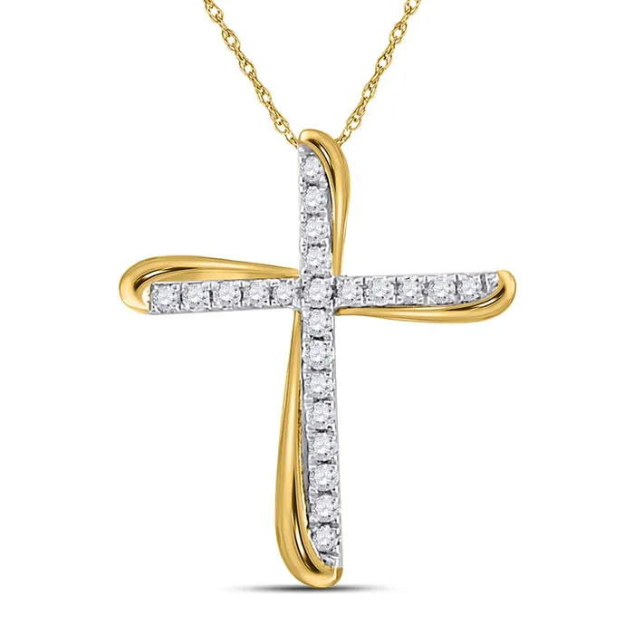 gndatlanta Rings 14k Twotone Gold Round Diamond Cross Pendant 18 Cttw