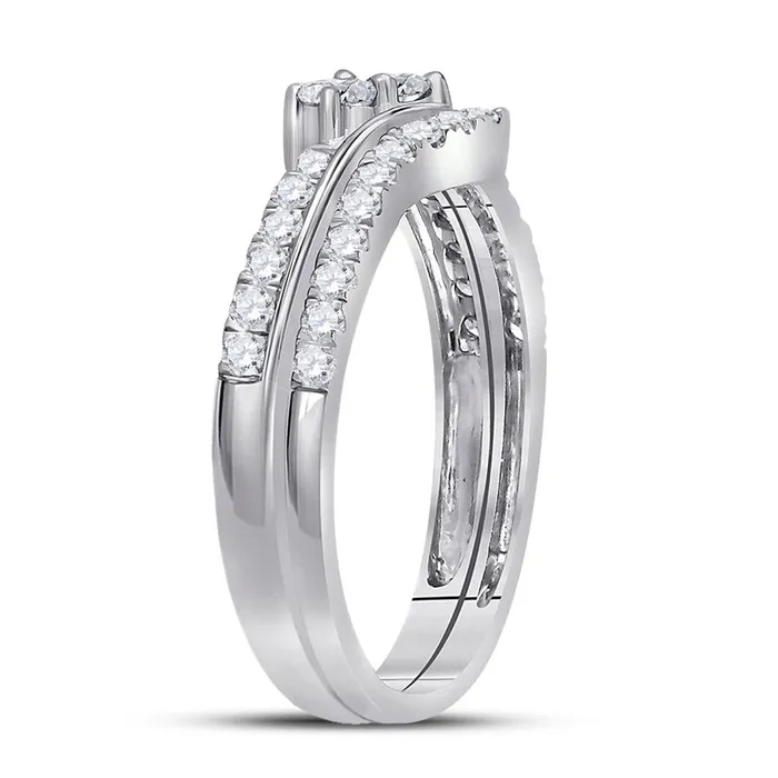 gndatlanta Rings 14k White Gold Diamond 2stone Hearts Together Bridal Wedding Ring Set 12 Cttw