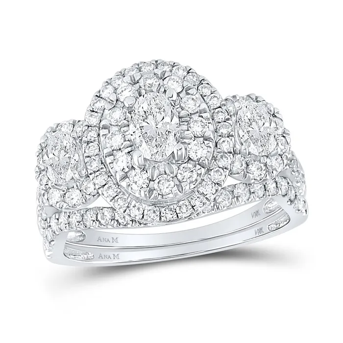 gndatlanta Rings 14k White Gold Oval Diamond Bridal Wedding Ring Set 112 Cttw Certified