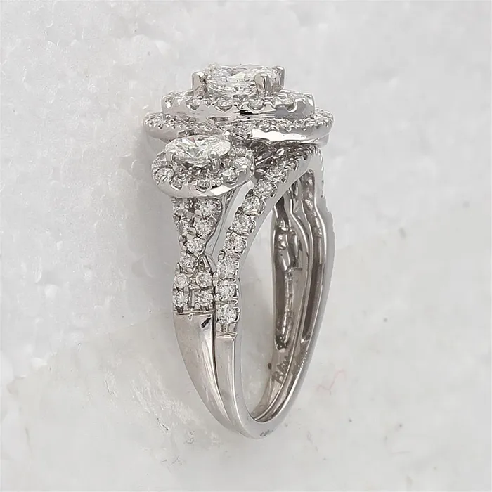 gndatlanta Rings 14k White Gold Oval Diamond Bridal Wedding Ring Set 112 Cttw Certified