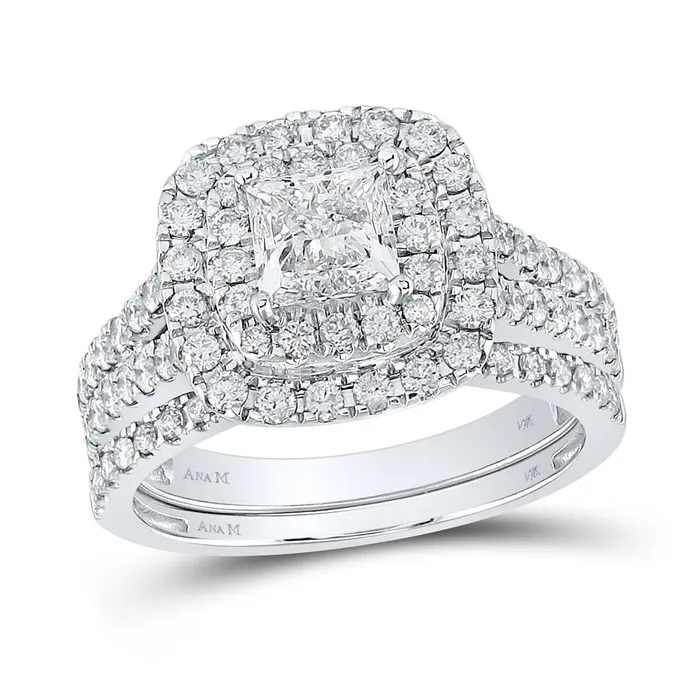 gndatlanta Rings 14k White Gold Princess Diamond Bridal Wedding Ring Set 2 Cttw Certified gndatlanta Rings 14k White Gold Princess Diamond Bridal Wedding Ring Set 2 Cttw Certified