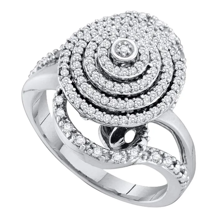 gndatlanta Rings 14k White Gold Round Diamond Concentric Circle Layered Cluster Ring 12 Cttw gndatlanta Rings 14k White Gold Round Diamond Concentric Circle Layered Cluster Ring 12 Cttw