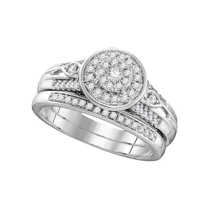 gndatlanta Rings 14k White Gold Round Diamond Halo Bridal Wedding Ring Set 38 Cttw gndatlanta Rings 14k White Gold Round Diamond Halo Bridal Wedding Ring Set 38 Cttw