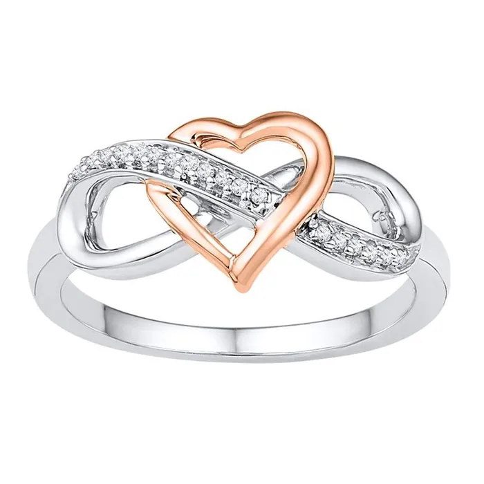 gndatlanta Rings 14k White Gold Round Diamond Rosetone Heart Infinity Ring 120 Cttw gndatlanta Rings 14k White Gold Round Diamond Rosetone Heart Infinity Ring 120 Cttw