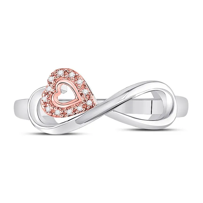 gndatlanta Rings 14k White Gold Round Diamond Rosetone Heart Infinity Ring 120 Cttw
