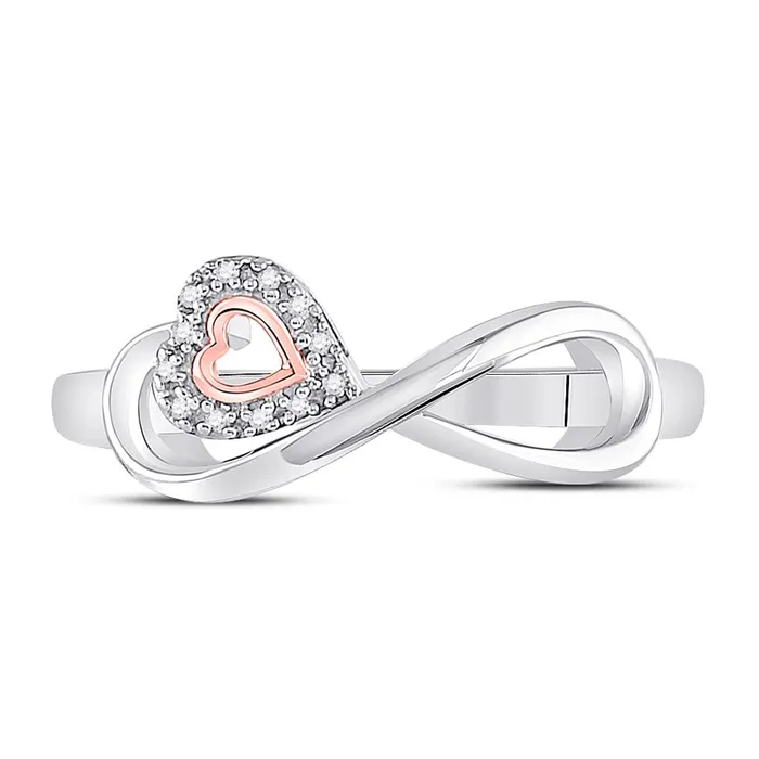 gndatlanta Rings 14k White Gold Round Diamond Rosetone Heart Infinity Ring 120 Cttw