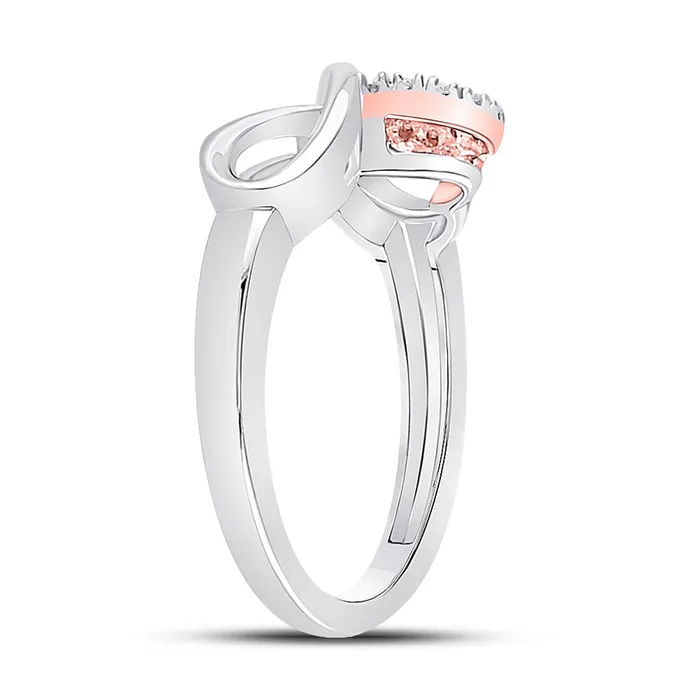 gndatlanta Rings 14k White Gold Round Diamond Rosetone Heart Infinity Ring 120 Cttw