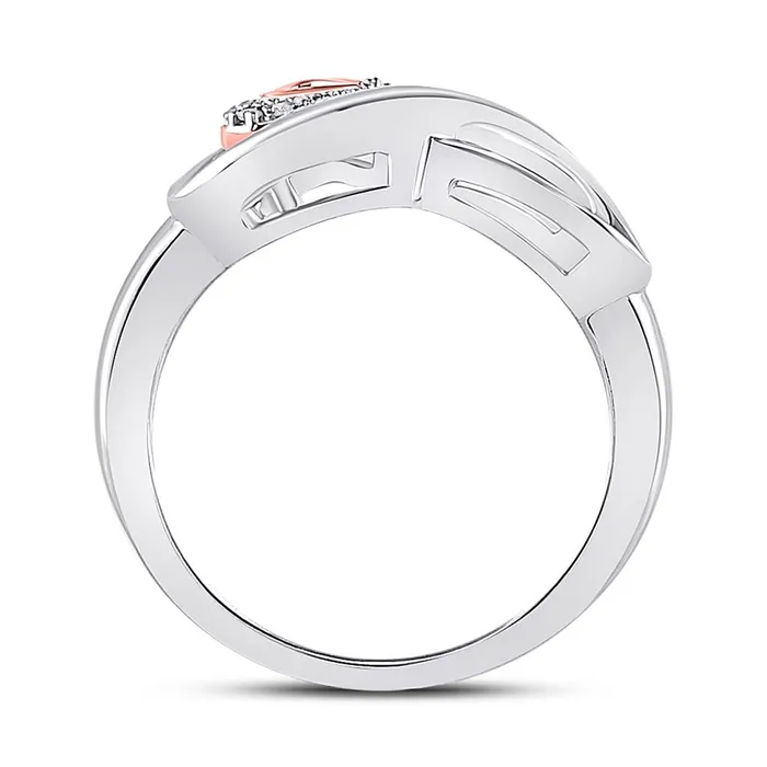 gndatlanta Rings 14k White Gold Round Diamond Rosetone Heart Infinity Ring 120 Cttw