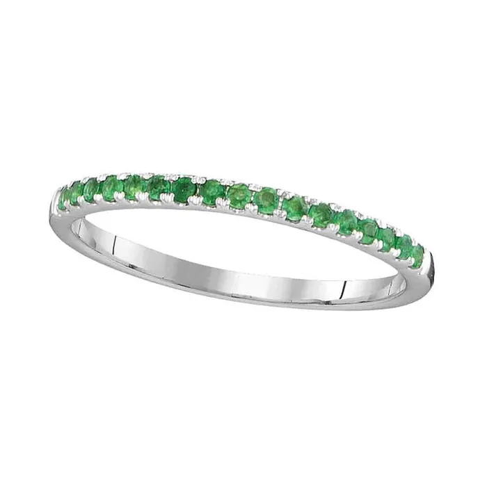 gndatlanta Rings 14k White Gold Round Natural Emerald Single Row Band Ring 16 Cttw gndatlanta Rings 14k White Gold Round Natural Emerald Single Row Band Ring 16 Cttw