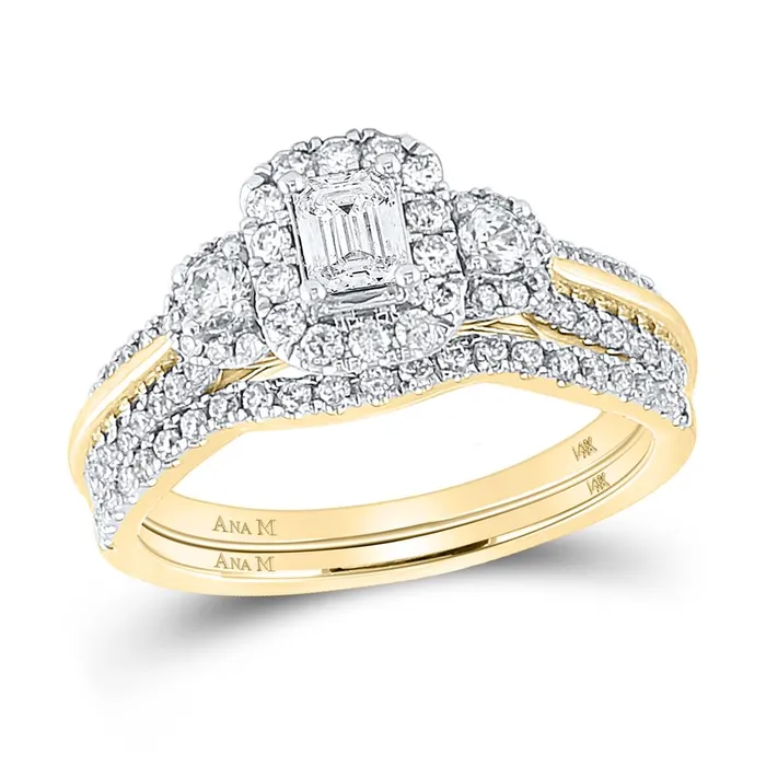 gndatlanta Rings 14k Yellow Gold Emerald Diamond Bridal Wedding Ring Set 1 Cttw Certified gndatlanta Rings 14k Yellow Gold Emerald Diamond Bridal Wedding Ring Set 1 Cttw Certified