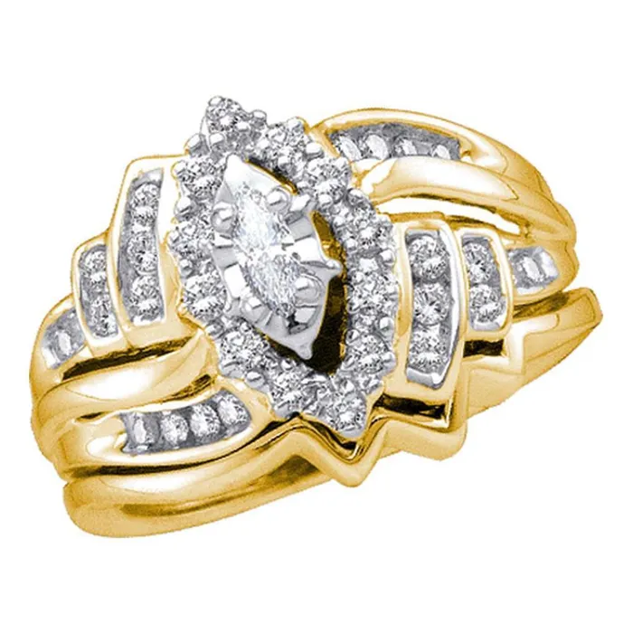 gndatlanta Rings 14k Yellow Gold Marquise Diamond Bridal Wedding Ring Set 12 Cttw gndatlanta Rings 14k Yellow Gold Marquise Diamond Bridal Wedding Ring Set 12 Cttw