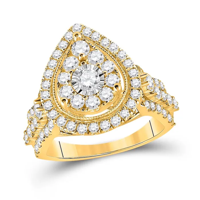 gndatlanta Rings 14k Yellow Gold Round Diamond Pear Teardrop Ring 134 Cttw gndatlanta Rings 14k Yellow Gold Round Diamond Pear Teardrop Ring 134 Cttw