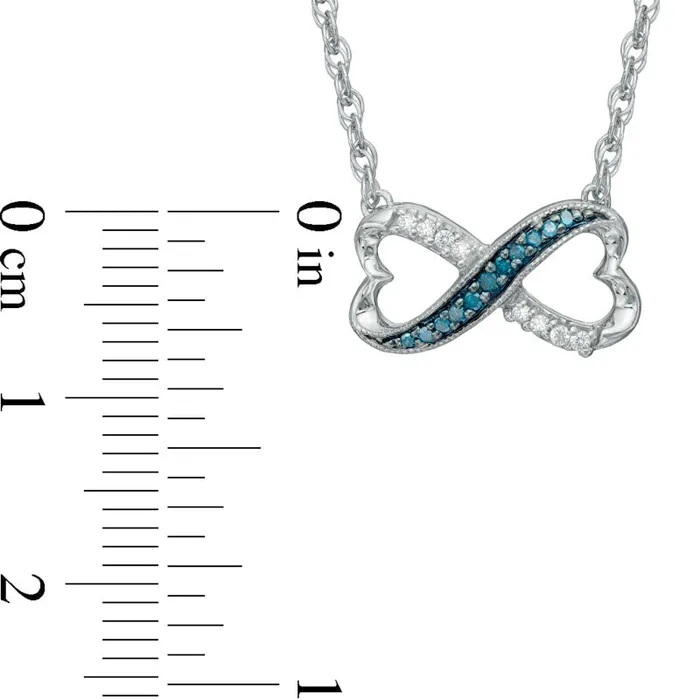 Goldia 01 CT TW Enhanced Blue and White Natural Diamond Sideways Heart Infinity Pendant in Sterling Silver Necklaces Goldia 01 CT TW Enhanced Blue and White Natural Diamond Sideways Heart Infinity Pendant in Sterling Silver Necklaces