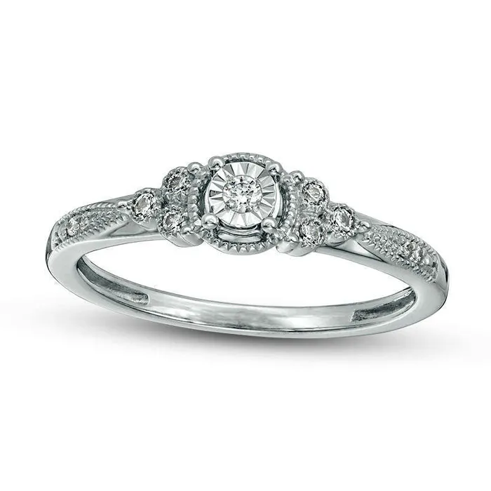 Goldia 010 CT TW Natural Diamond TriSides Antique VintageStyle Promise Ring in Solid 10K White Gold Rings Goldia 010 CT TW Natural Diamond TriSides Antique VintageStyle Promise Ring in Solid 10K White Gold Rings