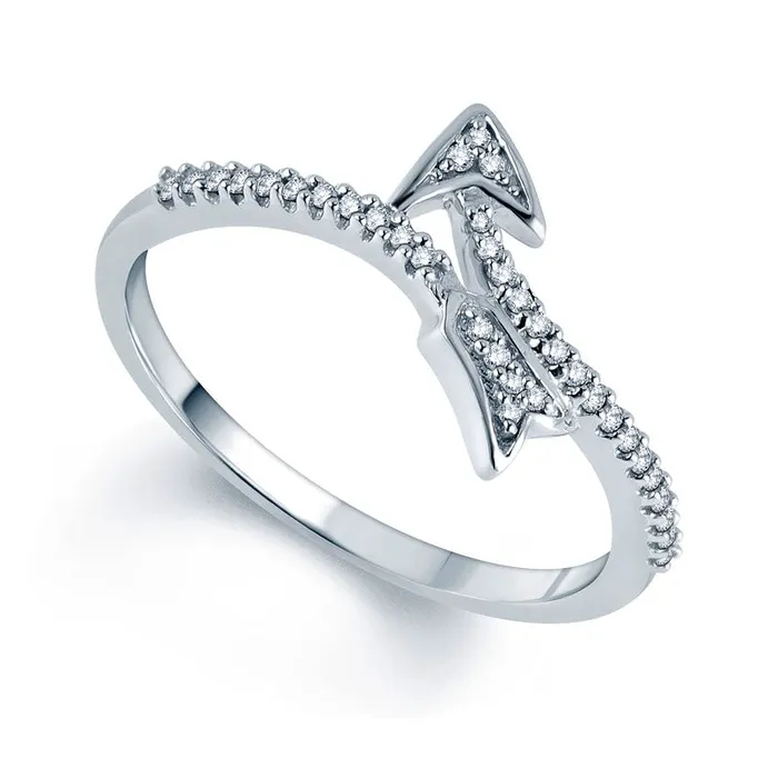 Goldia 010 CT TW Natural Diamond Wrapped Arrow Ring in Solid 10K White Gold Rings Goldia 010 CT TW Natural Diamond Wrapped Arrow Ring in Solid 10K White Gold Rings