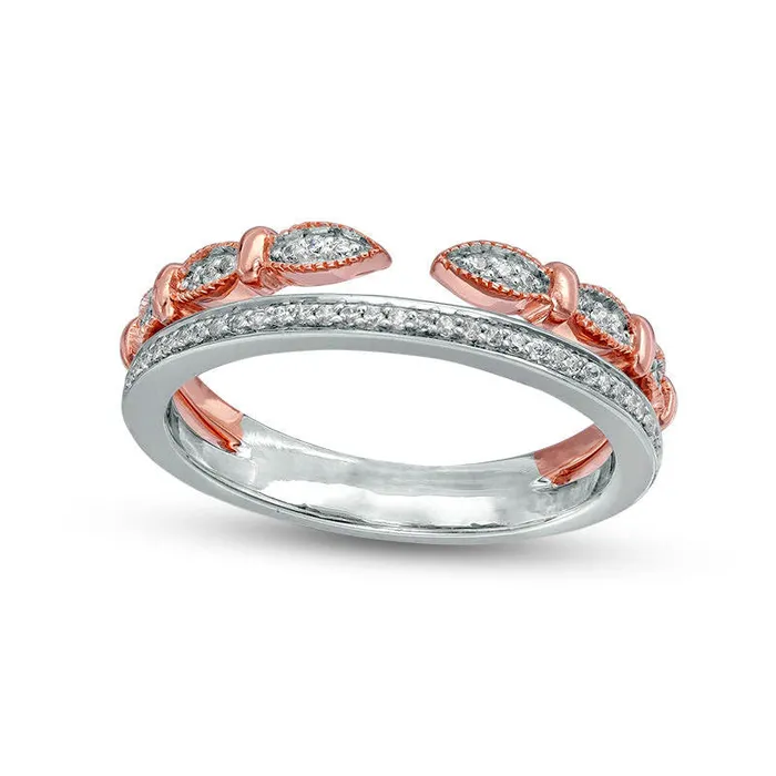 Goldia 017 CT TW Natural Diamond Double Row Stacked Ring in Sterling Silver and Solid 10K Rose Gold Rings Goldia 017 CT TW Natural Diamond Double Row Stacked Ring in Sterling Silver and Solid 10K Rose Gold Rings
