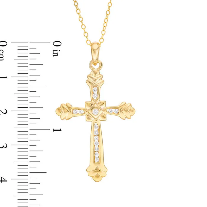 Goldia 025 CT TW Natural Diamond Cross Pendant in 14K Gold Necklaces Goldia 025 CT TW Natural Diamond Cross Pendant in 14K Gold Necklaces