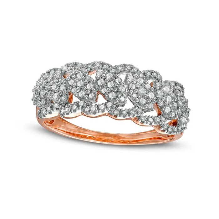 Goldia 050 CT TW Composite Natural Diamond Scallop Edge Ring in Solid 10K Rose Gold Rings Goldia 050 CT TW Composite Natural Diamond Scallop Edge Ring in Solid 10K Rose Gold Rings