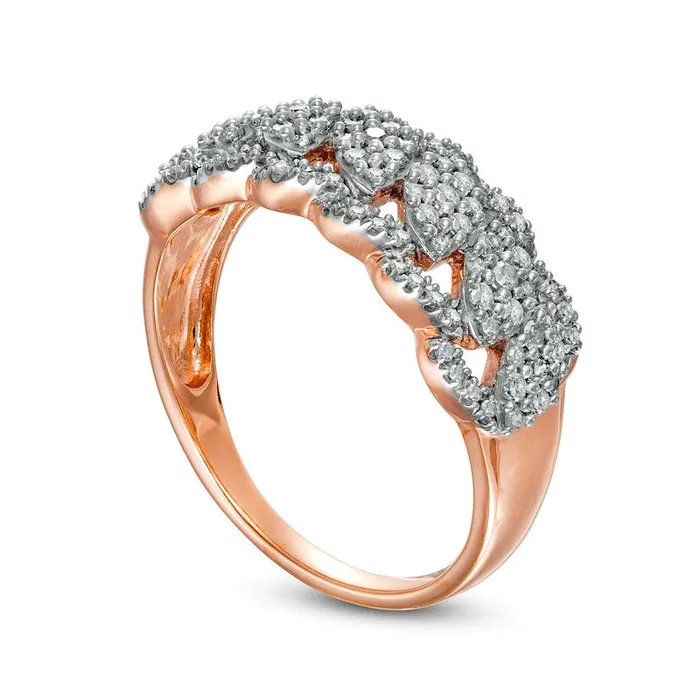 Goldia 050 CT TW Composite Natural Diamond Scallop Edge Ring in Solid 10K Rose Gold Rings Goldia 050 CT TW Composite Natural Diamond Scallop Edge Ring in Solid 10K Rose Gold Rings