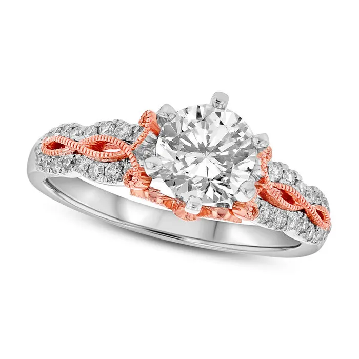 Goldia 10 CT TW Natural Diamond Antique VintageStyle Twist Shank Engagement Ring in Solid 14K TwoTone Gold Rings Goldia 10 CT TW Natural Diamond Antique VintageStyle Twist Shank Engagement Ring in Solid 14K TwoTone Gold Rings