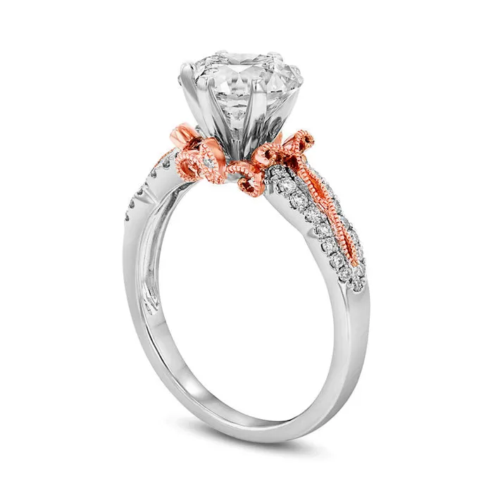 Goldia 10 CT TW Natural Diamond Antique VintageStyle Twist Shank Engagement Ring in Solid 14K TwoTone Gold Rings Goldia 10 CT TW Natural Diamond Antique VintageStyle Twist Shank Engagement Ring in Solid 14K TwoTone Gold Rings