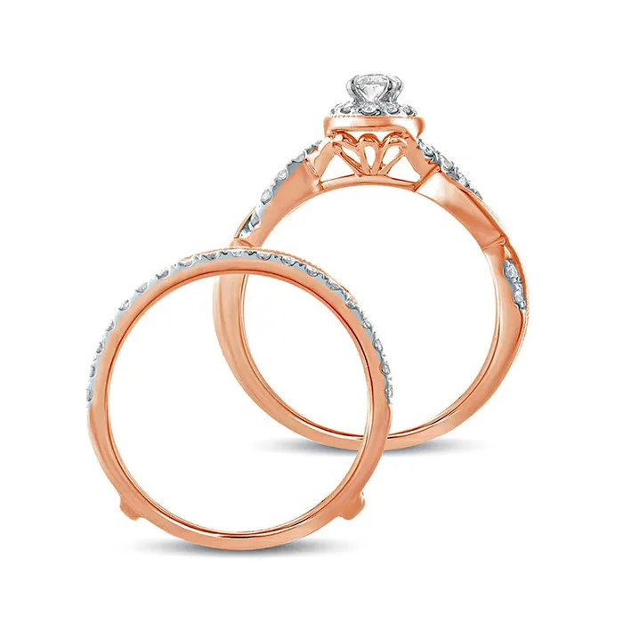 Goldia 10 CT TW Oval Natural Diamond Frame Twist Shank Antique VintageStyle Bridal Engagement Ring Set in Solid 14K Rose Gold Rings Goldia 10 CT TW Oval Natural Diamond Frame Twist Shank Antique VintageStyle Bridal Engagement Ring Set in Solid 14K Rose Gold Rings