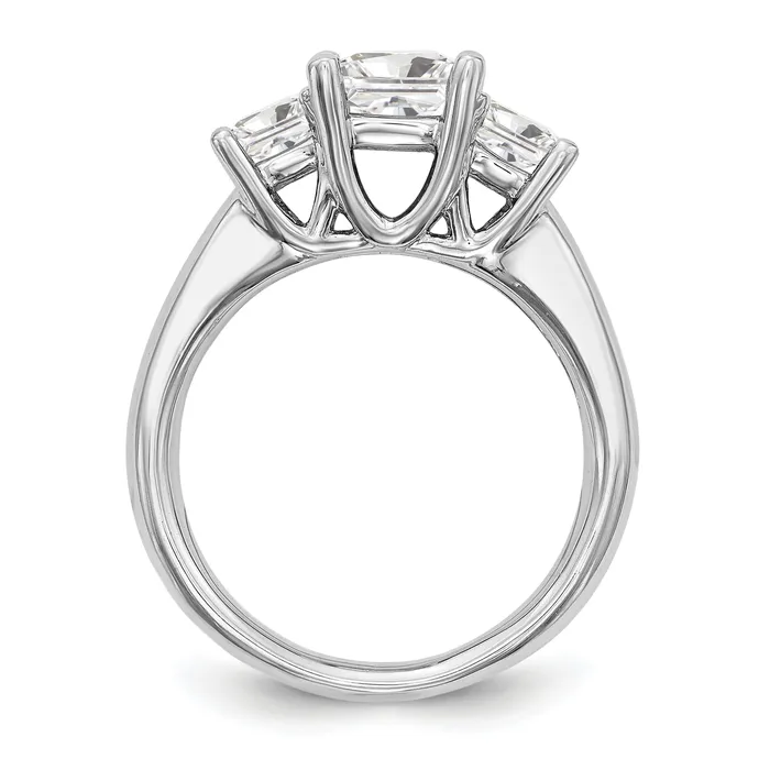 Goldia 100ct CZ Solid Real 14K White Gold 3Stone Engagement Ring Rings
