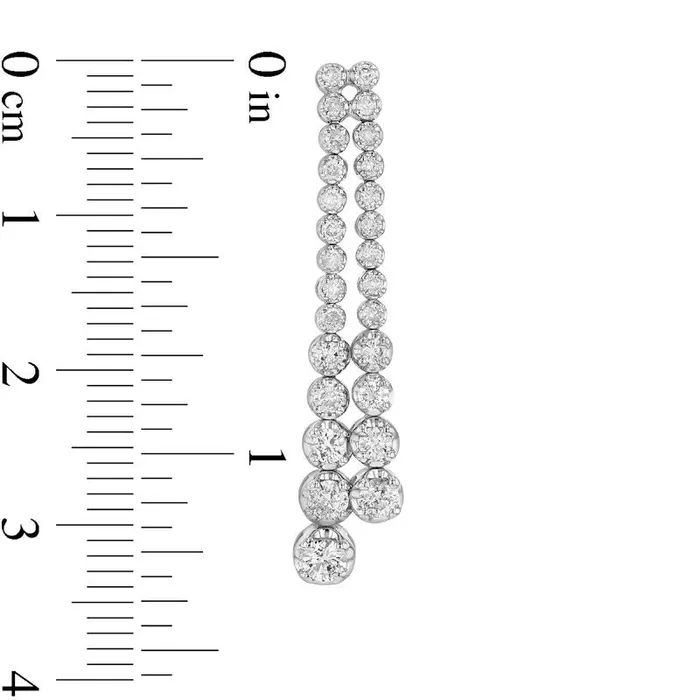 Goldia 1 CT TW Diamond Two Row Drop Earrings in 14K White Gold II1 Earrings Goldia 1 CT TW Diamond Two Row Drop Earrings in 14K White Gold II1 Earrings