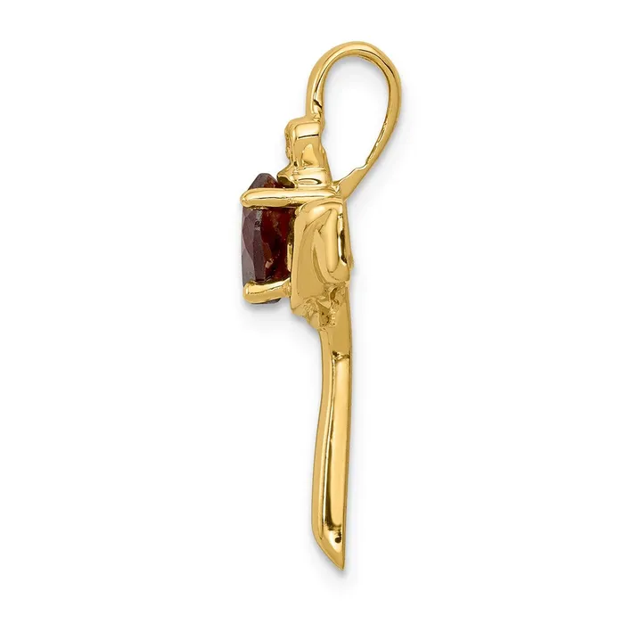 Goldia 14k 6mm Claddagh Garnet Natural Diamond Cross Pendant Necklaces