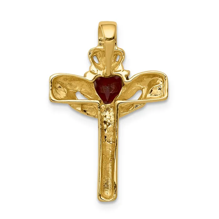 Goldia 14k 6mm Claddagh Garnet Natural Diamond Cross Pendant Necklaces