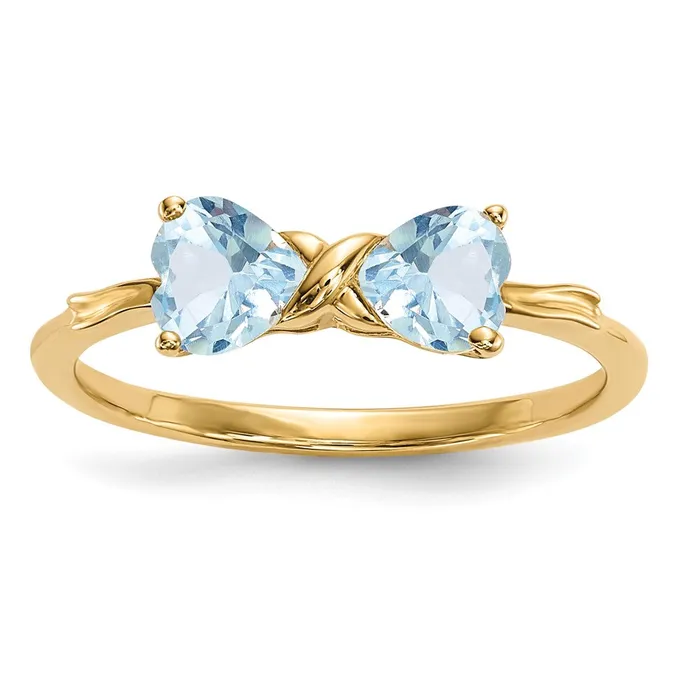 Goldia 14k Gold Polished Aquamarine Bow Ring Rings