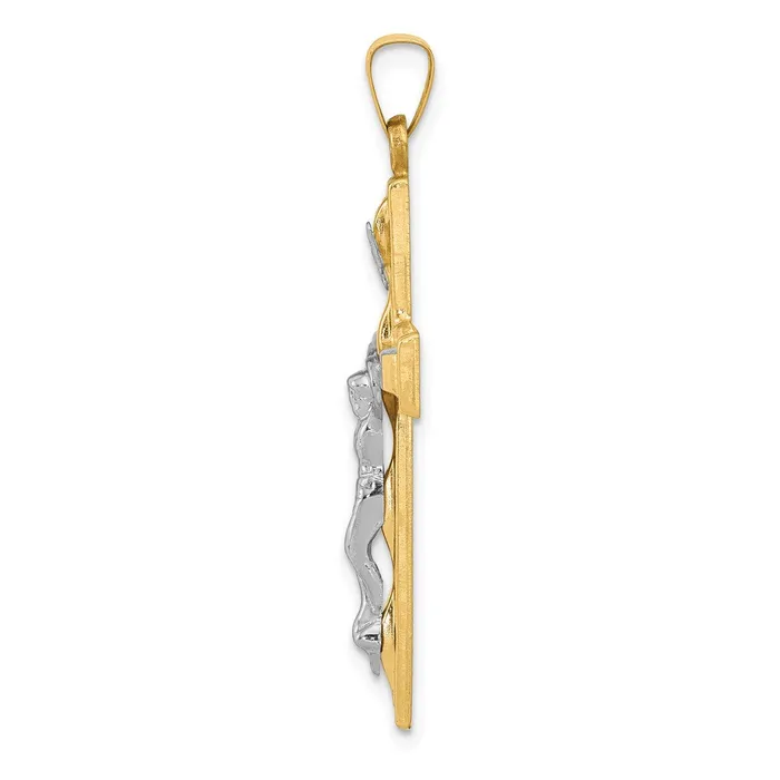 Goldia 14k Twotone Gold Polished INRI Crucifix Pendant Rings