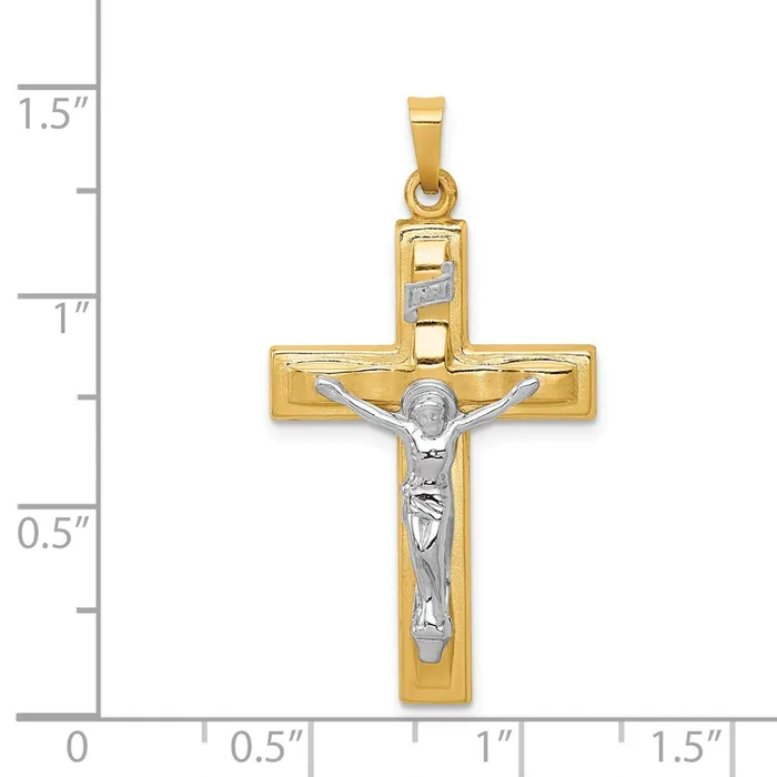 Goldia 14k Twotone Gold Polished INRI Crucifix Pendant Rings