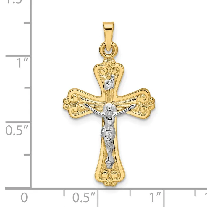 Goldia 14k Twotone Gold Polished Solid INRI Crucifix Pendant Rings