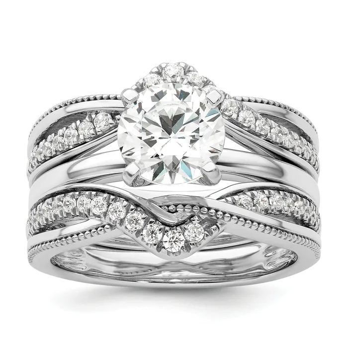 Goldia 14k White Gold 13 Ct Lab Grown Diamond VSSI G Twisted Ring Guard Rings